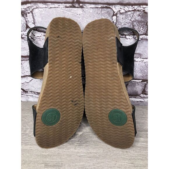 Josef Seibel Black Leather Cork Ankle Strap Wedge Sandals Women Sz 39EU/8.5M US - Picture 8 of 16